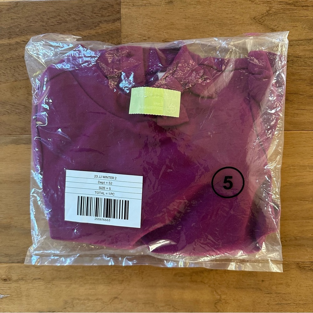 Brand New Janie & Jack Girls Burgundy Faux Fur Trim Top Top, Size 5, NWT - Picture 5 of 6